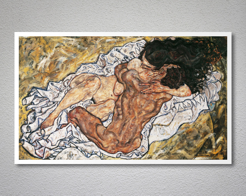 Egon schiele couple embracing