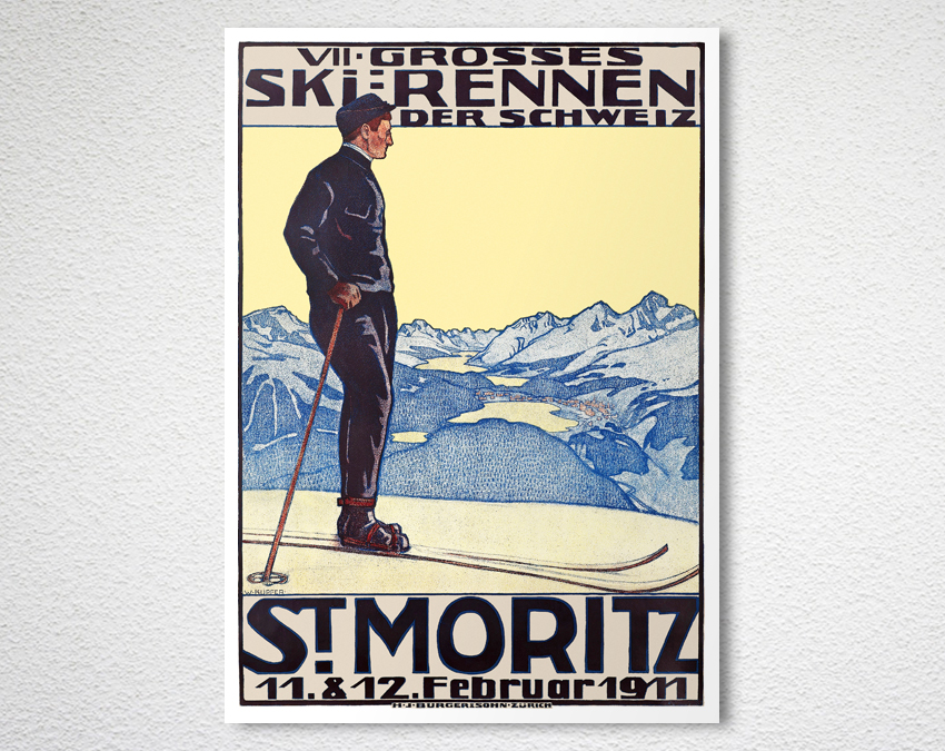 St. Moritz Ski Rennen der Schweiz Vintage Ski Poster | Arty Posters