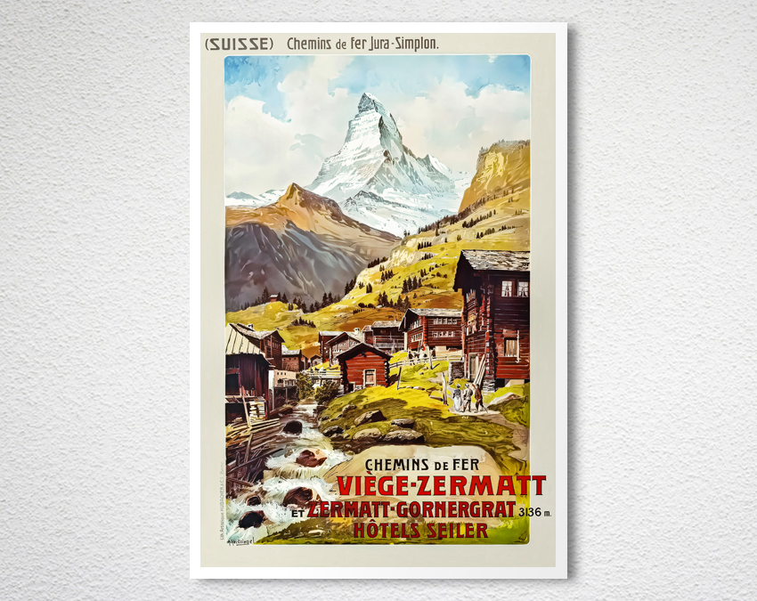 Viege Zermatt, Suisse Vintage Travel Poster - Arty Posters